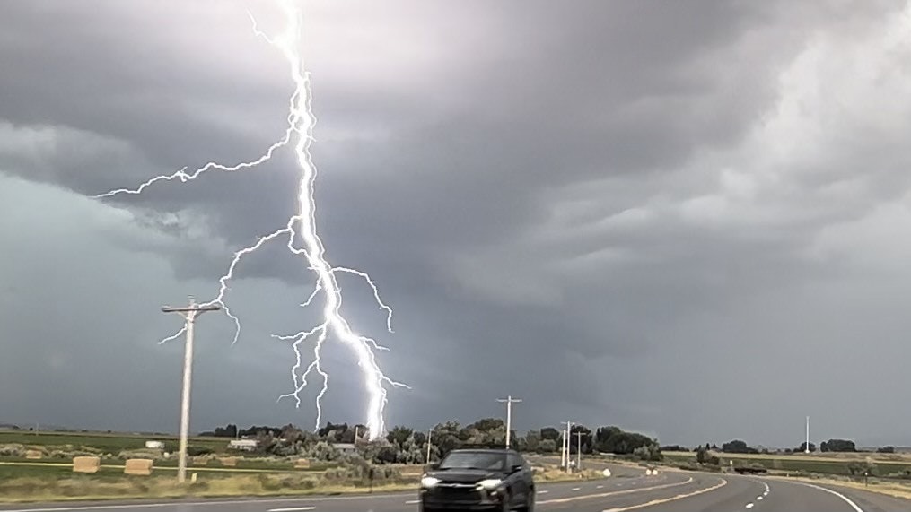 Lightning bolt outside of Cody, Wyoming on August 6, 2023