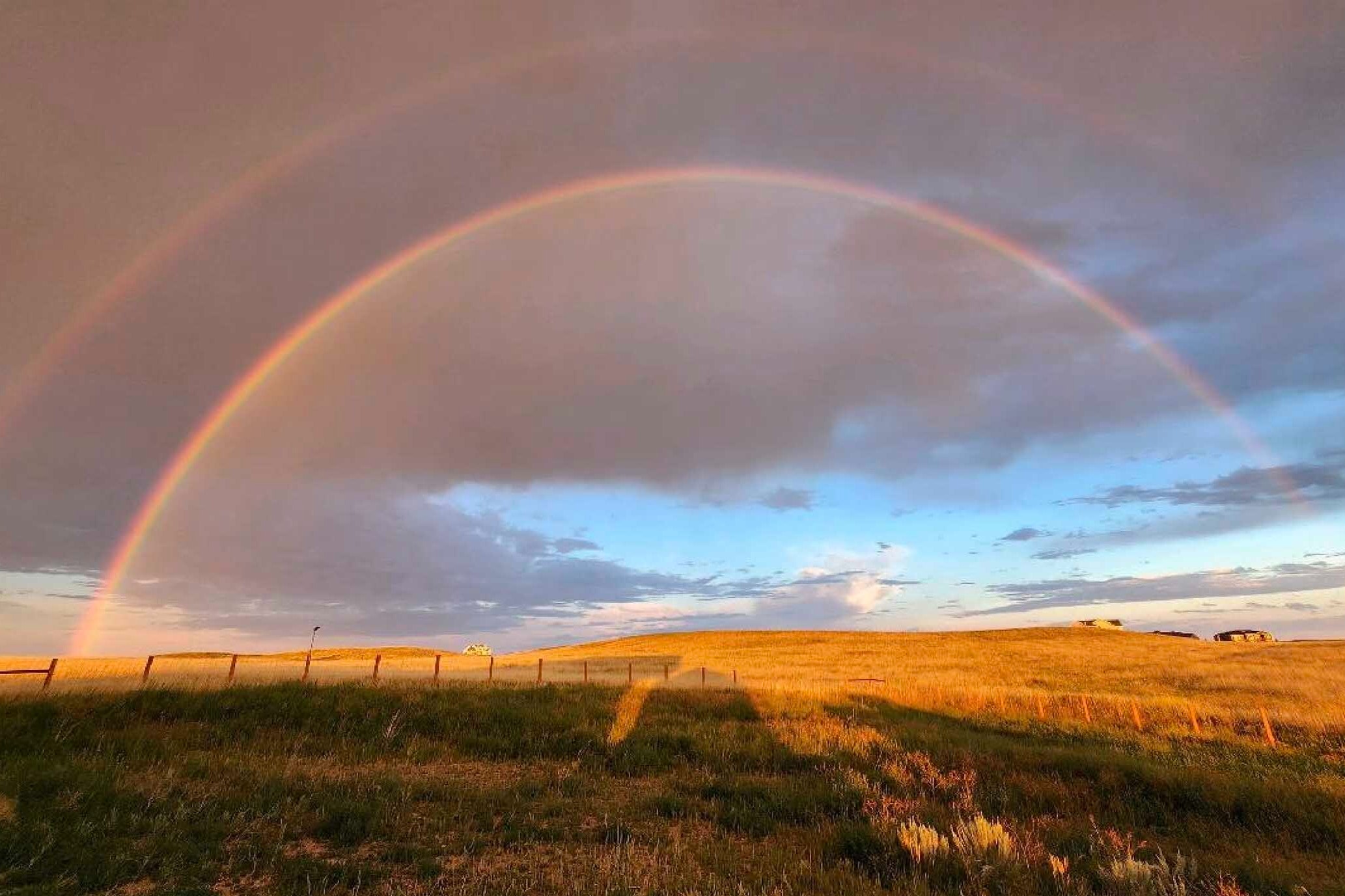 Double rainbows north of Cheyenne on Friday, August 4, 2023.