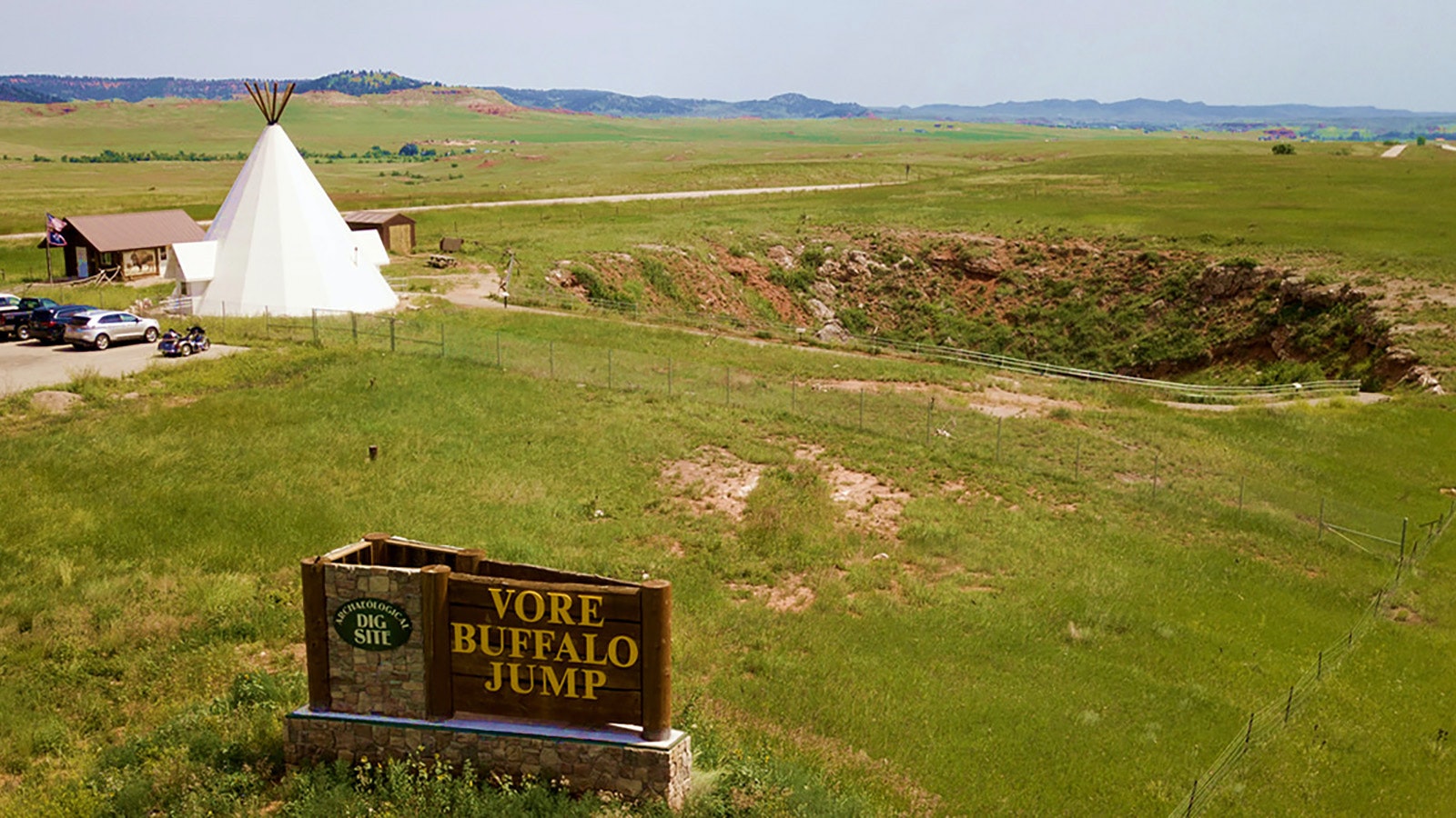 The Vore Buffalo Jump National Historic Site is about six miles from the South Dakota border near Interstate 90.